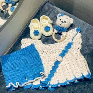 Baby Crochet Dress set | Blue and White Combo